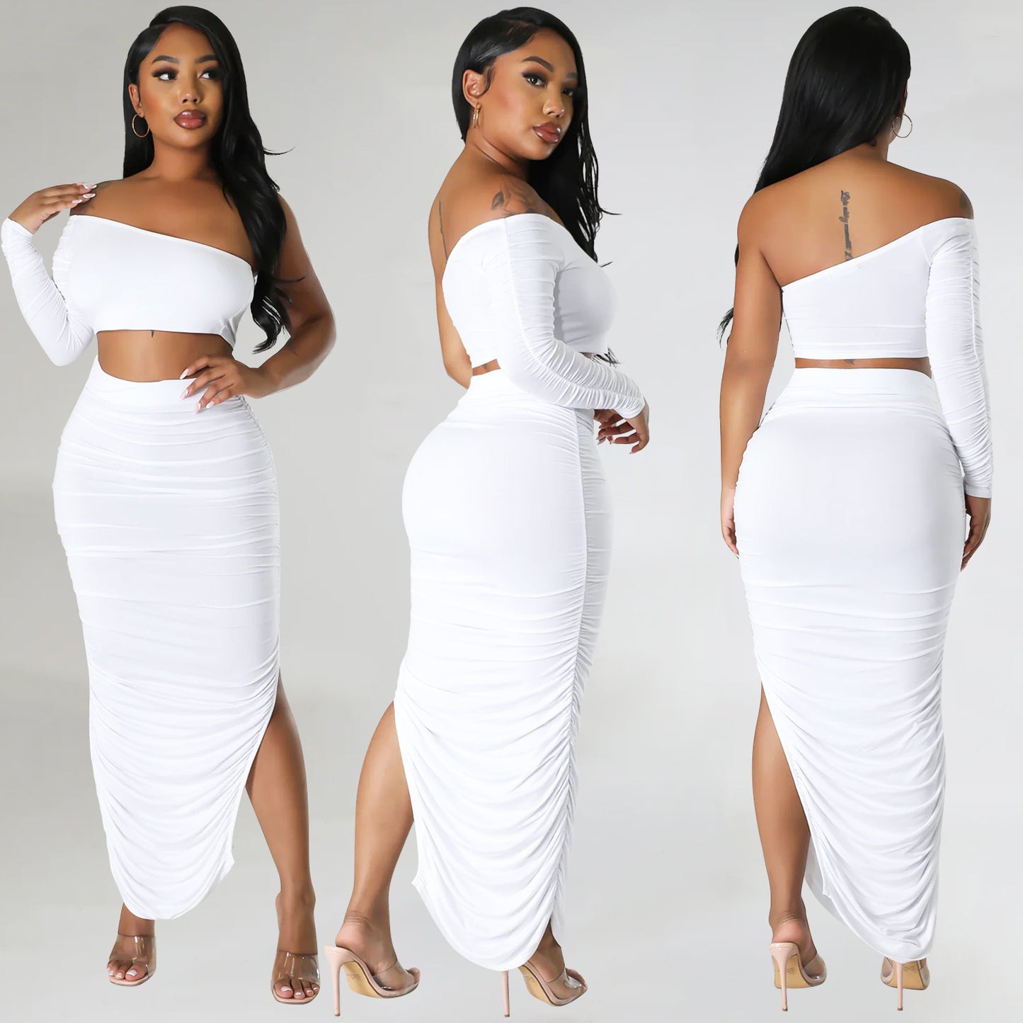 Tight Pleated Irregular Two-piece Set