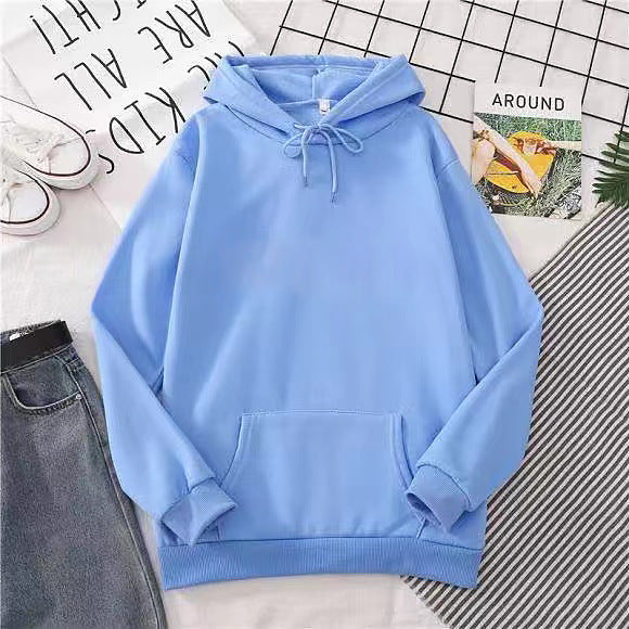 Women's Fall Winter Hooded Loose Solid Color Hoodie