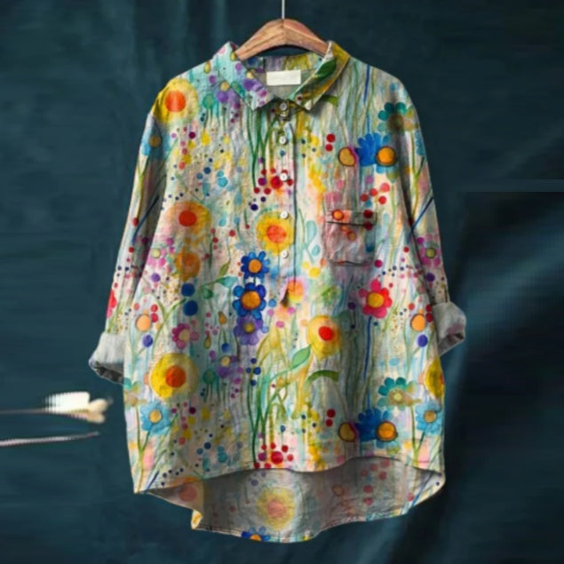 European And American Printed Hawaiian Casual Long-sleeved Shirt