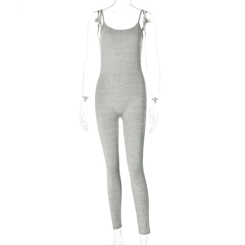 Fashion Solid Color Yoga Sports Jumpsuit Women