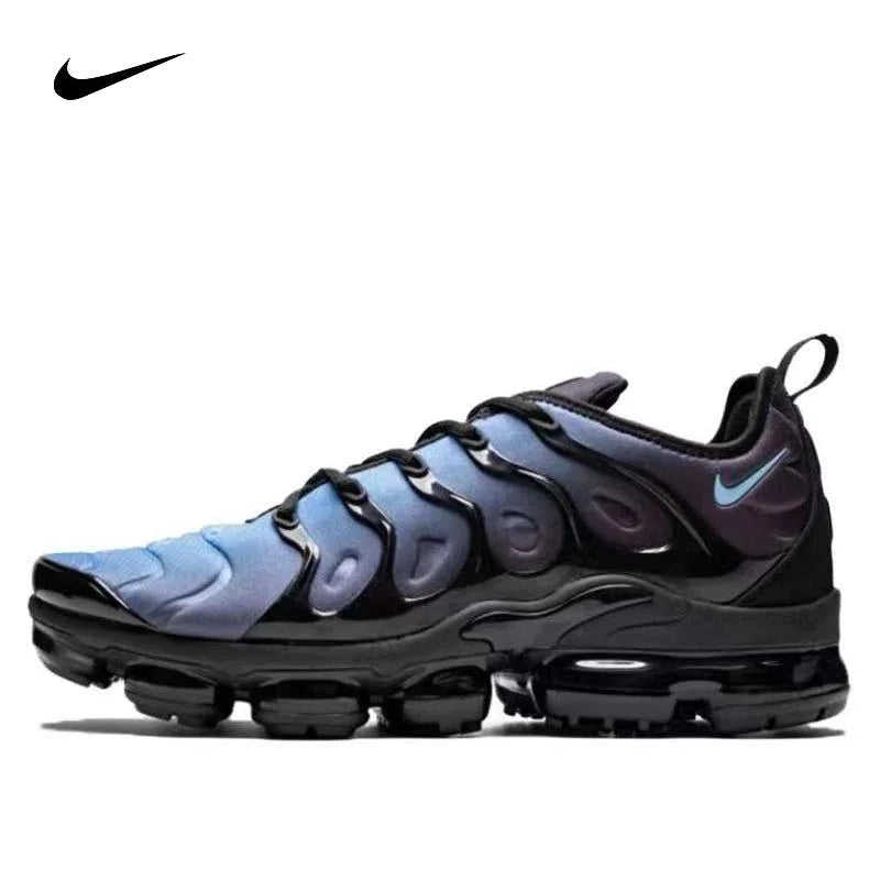 Nike Vapormax Plus Men's and Women's Running Shoes Comfortable Daily Low Cut Running Shoes Durable Shock Absorbent White Blue