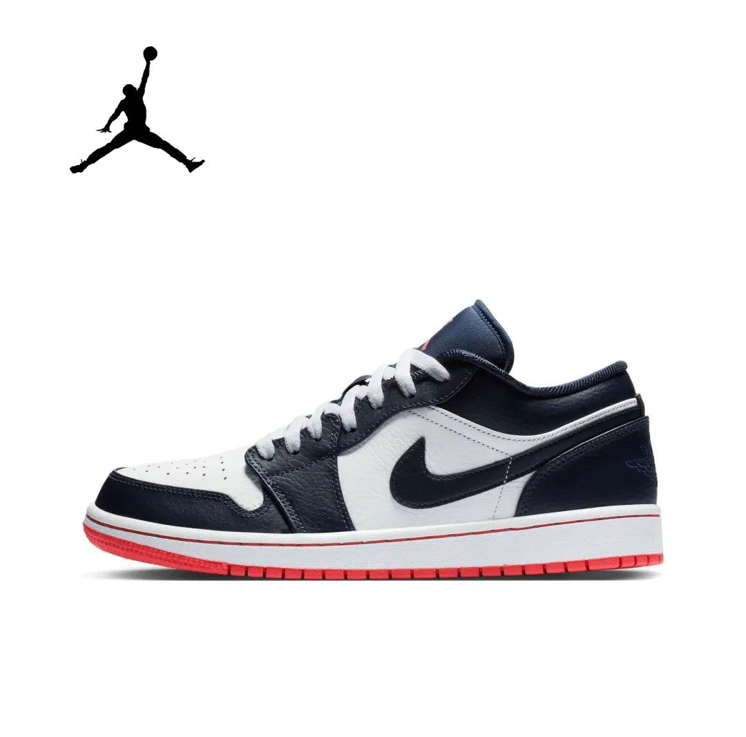 NIKE Air Jordan 1” Light Smoke Grey Synthetic Leather Anti-slip Wear-resistant Low Top Retro Basketball Shoes Men's Smoke Grey