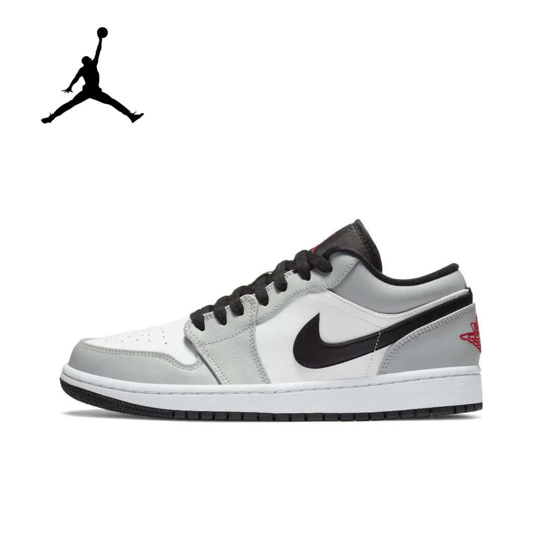 NIKE Air Jordan 1” Light Smoke Grey Synthetic Leather Anti-slip Wear-resistant Low Top Retro Basketball Shoes Men's Smoke Grey