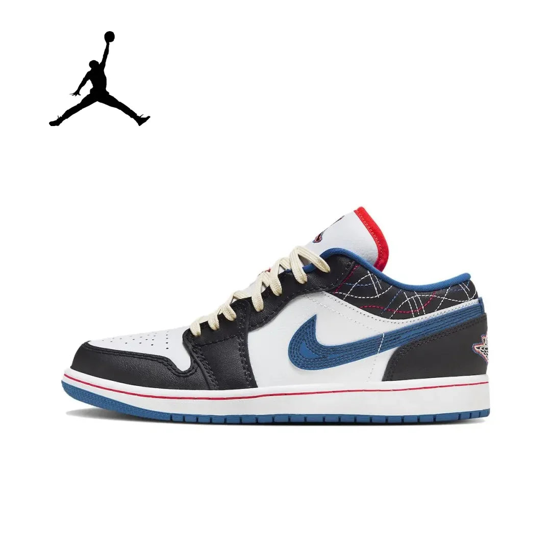 NIKE Air Jordan 1” Light Smoke Grey Synthetic Leather Anti-slip Wear-resistant Low Top Retro Basketball Shoes Men's Smoke Grey