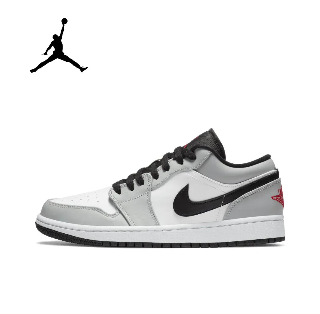 NIKE Air Jordan 1” Light Smoke Grey Synthetic Leather Anti-slip Wear-resistant Low Top Retro Basketball Shoes Men's Smoke Grey