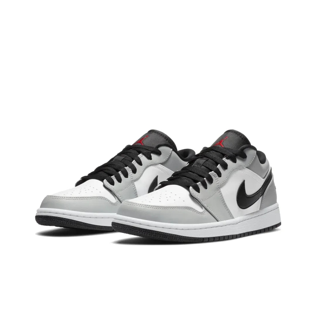 NIKE Air Jordan 1” Light Smoke Grey Synthetic Leather Anti-slip Wear-resistant Low Top Retro Basketball Shoes Men's Smoke Grey