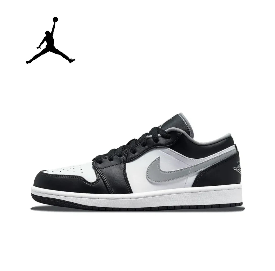 NIKE Air Jordan 1” Light Smoke Grey Synthetic Leather Anti-slip Wear-resistant Low Top Retro Basketball Shoes Men's Smoke Grey